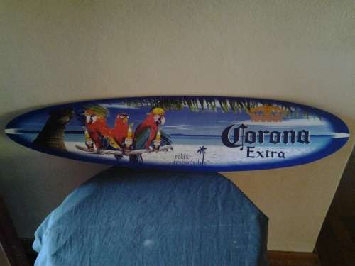 corona advertising surfboard